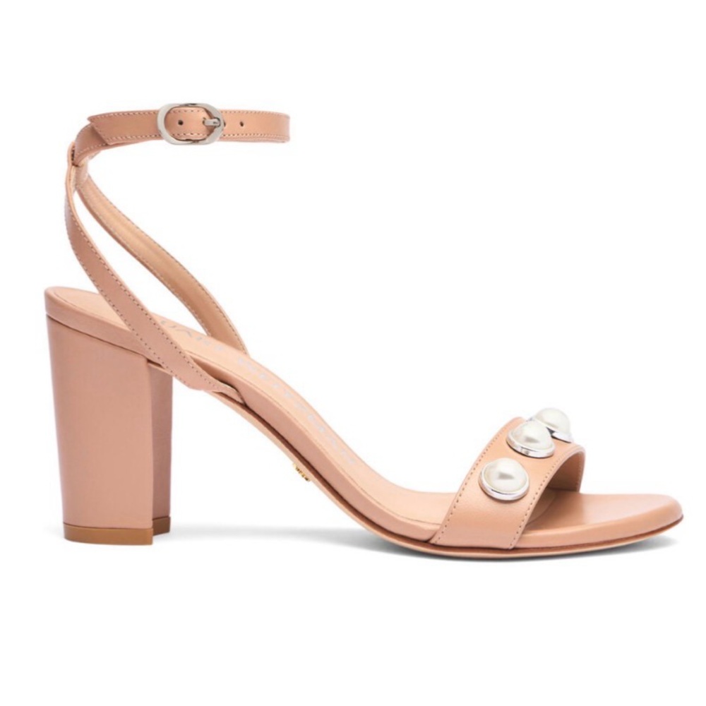 Stuart Weitzman Nearlybare Portia Heeled Sandals Size 6.5 US Nude